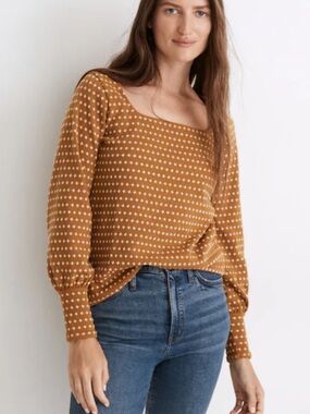 Madewell Floral Jacquard Square-Neck Top Small